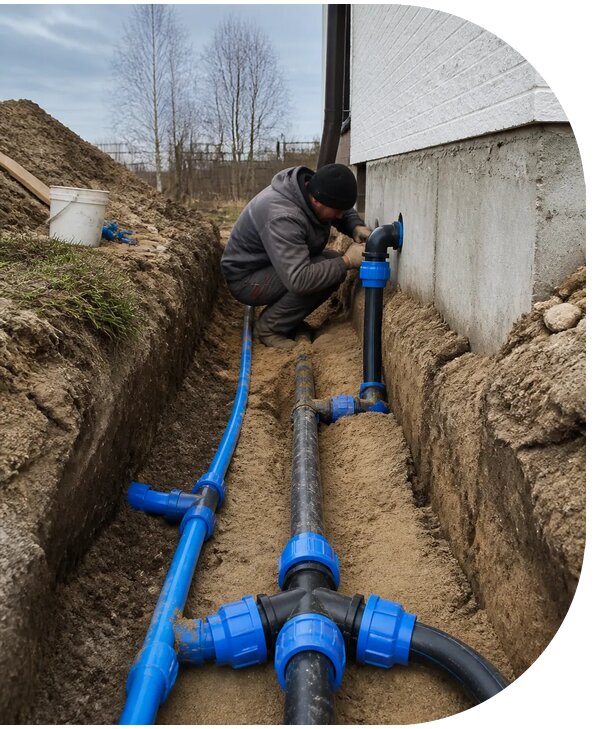 Монтаж наружного водопровода на участке под ключ в Клинцах